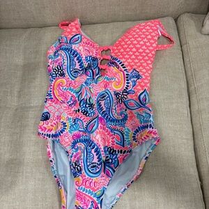 Lilly Pulitzer Pink and Blue Paisley One Piece